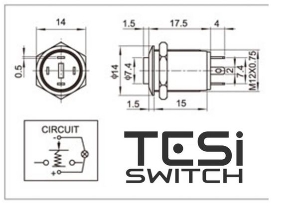 Muziekinstrumenten Knoppen, jacks, schakelaars Tesi POCO 12MM LED