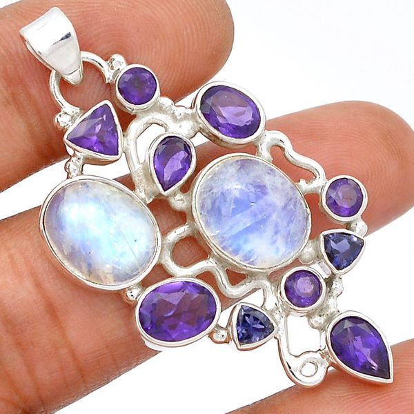 Moonstone & Amethyst Pendant | Reiki de Light Gift Boutique