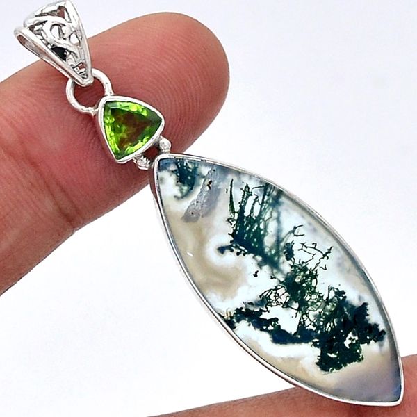 Moss Agate & Peridot Pendant | Reiki de Light Gift Boutique