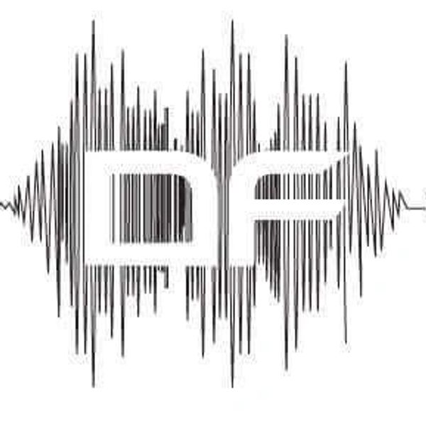 Soundwave graphic with stylized letters 'df' in the center.