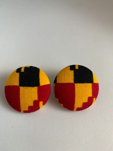 African BYR Fabric Button Earrings!