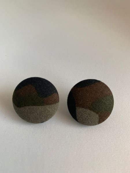 Camouflage Fabric Button Earrings