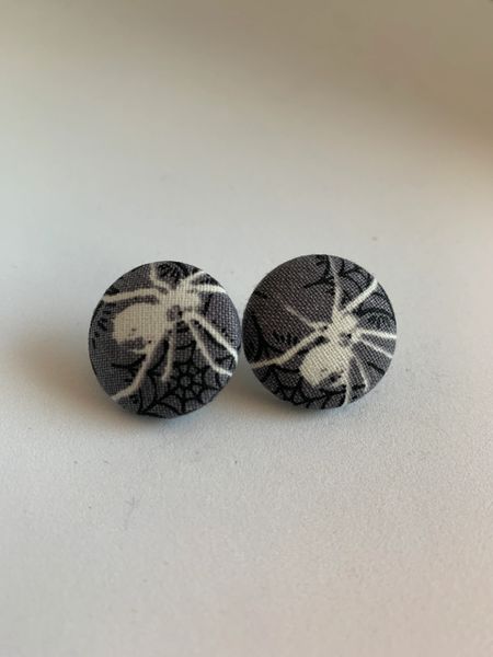 Glow in the Dark Spider Fabric Button Earrings!