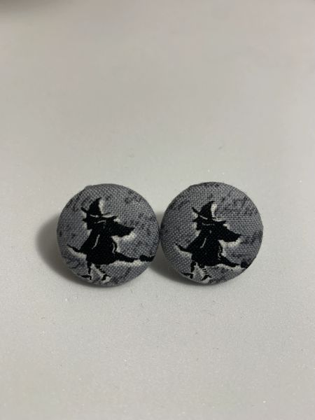 Witch Fabric Button Earrings!