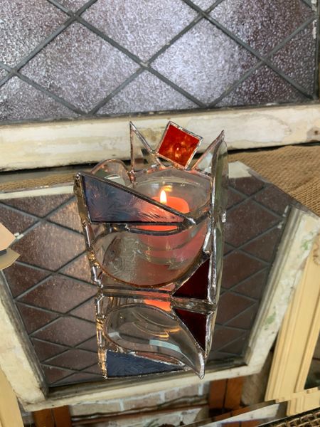 Abstract Stainedglass candle holder