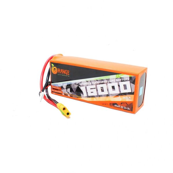 Orange 16000mAh 6S 5C (22.2V) Semi Solid State Lithium Polymer Battery Pack (Li-Po)