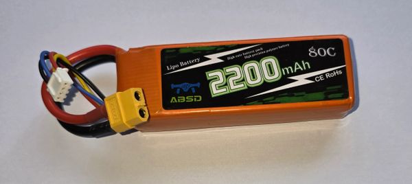 ABSD 11.1V 2200mAh 3S 80C LiPo Battery