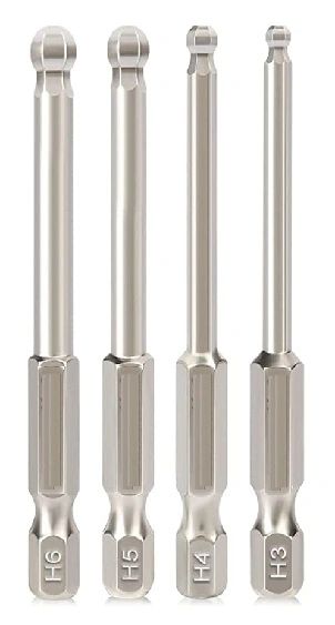 Tools 1/4” Hex Ball Driver Tips Set of 4 (150mm)