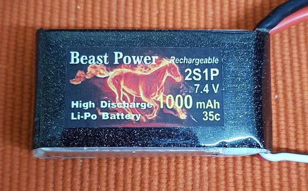 7.4 V 1000mAh 35C 2S1P Lipo Battery Pack Beast Power
