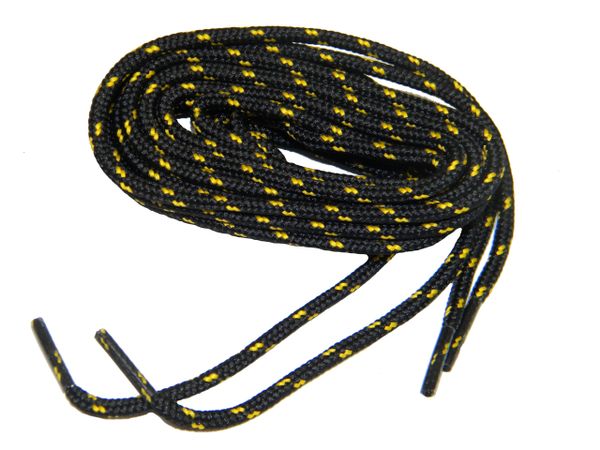 ProBOOT(tm) "Black w/ Gold" Rugged Wear Long-Lasting Polyester Hiking Boot Laces - 2 Pair Pack