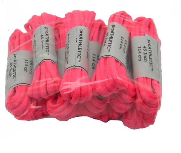 Neon Pink OVAL ProAthletic(tm) TEAMLACES 12 Pair Pack Sneaker Shoelaces