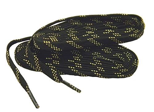 ProTOUGH(tm) FLAT "Black w/ Yellow-Natural" Kevlar Reinforced Heavy Duty Boot Laces - 2 Pair Pack