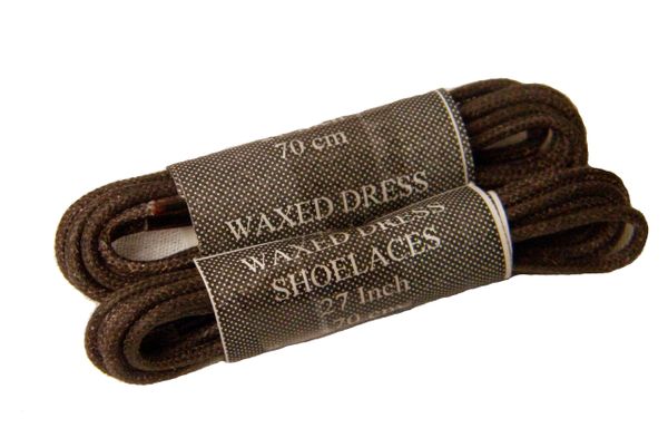 2 Pair - Waxed Wingtip Style Dress Shoelaces 2 mm Round Thin Waxed Laces (Brown)