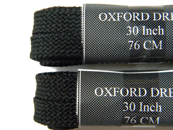 2 Pair Pack- Black, Oxford Dress Shoelaces, Flat