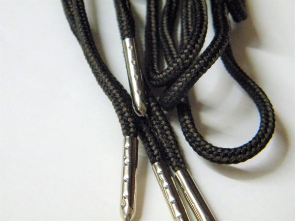 2 pair pack- Black w/ Brown, Silver Steel Tips, Durable Polyester boot laces
