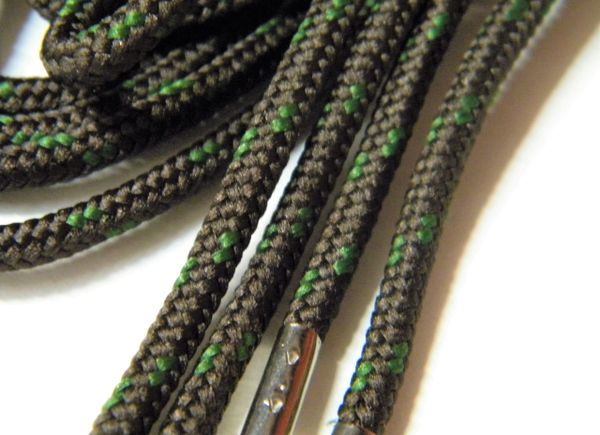2 pair pack- Brown w/ Moss Green, Silver Steel Tips, Durable Polyester boot laces