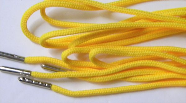 2 pair pack- Canary Yellow, Silver Steel Tips, Durable Polyester boot laces