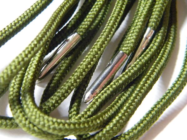 2 pair pack- Army Green, Silver Steel Tips, Durable Polyester boot laces