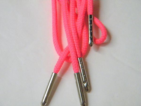2 pair pack- Neon Pink, Silver Steel Tips, Durable Polyester boot laces