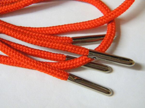2 pair pack- Pumpkin Orange, Silver Steel Tips, Durable Polyester boot laces