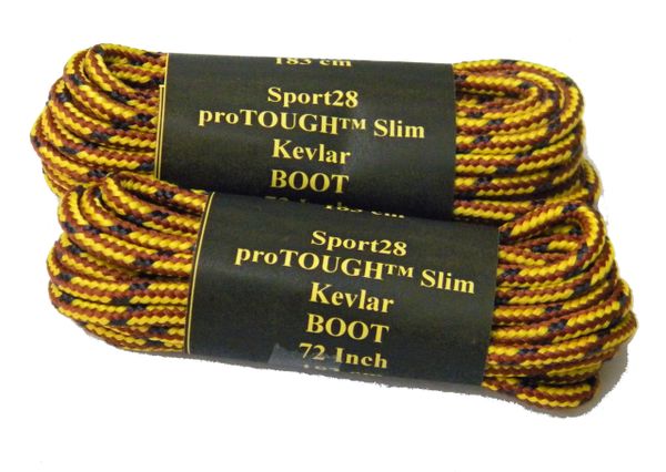 2 pair pack- Gold Tan w/ Black, ProTOUGH(tm) Slim Kevlar Reinforced Heavy Duty Boot Laces