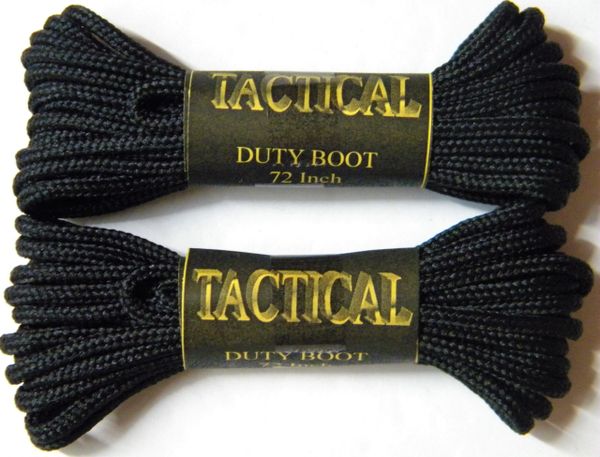 2 pair pack- Black, Durable Polyester, Narrow 2mm thick, Tactical Boot Laces