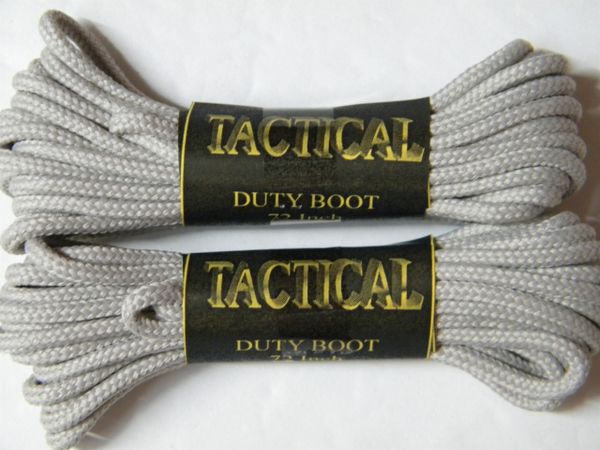 2 pair pack- Bone Grey, Durable Polyester, Narrow 2mm thick, Tactical Boot Laces