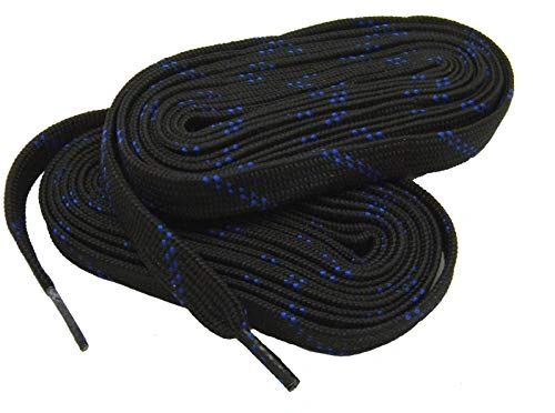 2 Pair Pack- Black w/ Royal Blue, Hiker Boot Shoelaces 10mm Extra Durable extremeMAX(tm) Flat