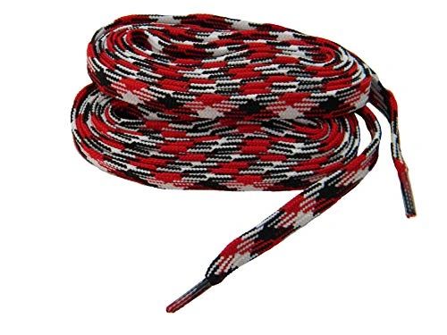 2 Pair Pack- Red White Black Argyle, Hiker Boot Shoelaces 10mm Extra Durable extremeMAX(tm) Flat