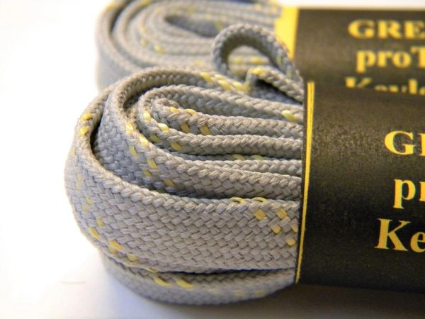 ProTOUGH(tm) FLAT "Grey w/ Yellow" Kevlar Reinforced Heavy Duty Boot Laces - 2 Pair Pack