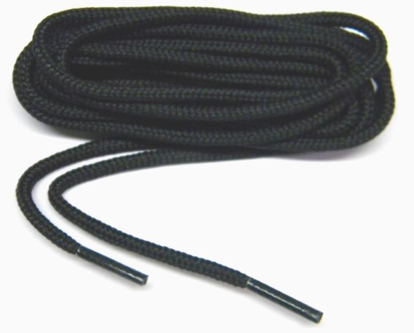 2 Pair Pack - proBOOT™ Solid Coal Black Rugged Wear Long-Lasting Round 100% Polyester Boot Shoelaces Shoestrings