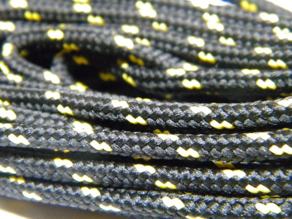 25' Feet Black w/ Yellow Heavy duty Kevlar(R) Reinforced Tie down Cord Utility String with black metal tips
