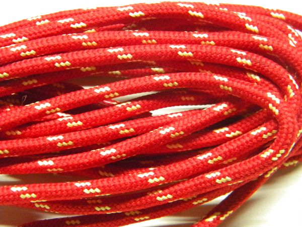 25' Feet RED w/ YELLOW Heavy duty Kevlar(R) Reinforced Tie down Cord Utility String with black metal tips