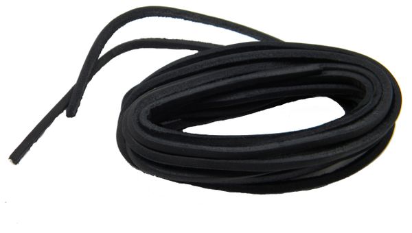 Fresh Black COUGAR Leather Laces for Hi-top Boots and All Quality Footwear 1/8 inch square cut