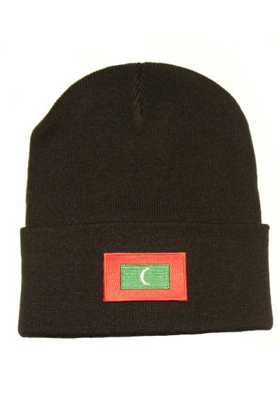 MALDIVES - Country Flag BRIM Knitted HAT CAP choose your color BLACK, WHITE, RED, PINK, BLUE... NEW
