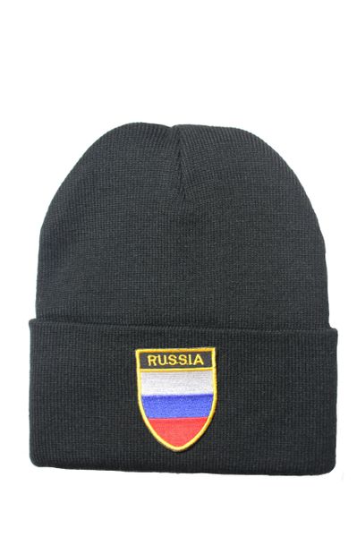 RUSSIA - Country Flag BRIM Knitted HAT CAP choose your color BLACK, WHITE, RED, PINK, BLUE... NEW