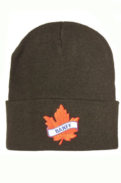 Banff Red Maple Leaf Patch Toque HAT .Colors Available : Black, Red, Blue, Pink.New