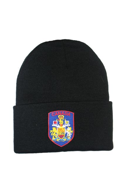 Canada Blue Shield Shape Patched Toque HAT .Colors Available : Black, Red, Blue Pink.New