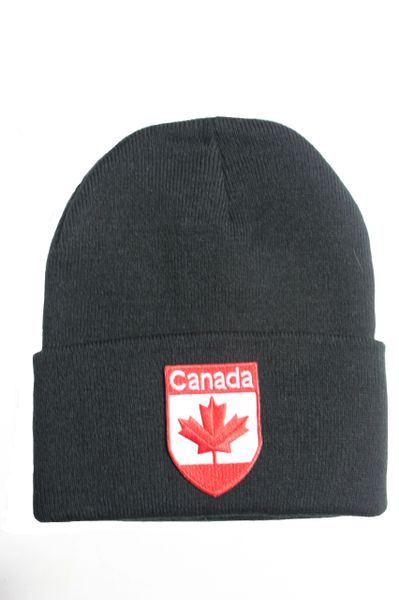 Canada Red Maple Leaf Shield Shape Patched Toque HAT .Colors Available : Black, Red, Blue Pink.New