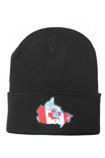 Canada Flag, Country Shape Patch Toque HAT .Colors Available : Black, Red, Blue, Pink.New (Black) …
