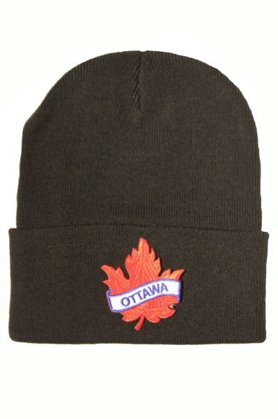 OTTAWA (LEAF) - BRIM Knitted HAT CAP choose your color BLACK, WHITE, RED, PINK, BLUE... NEW