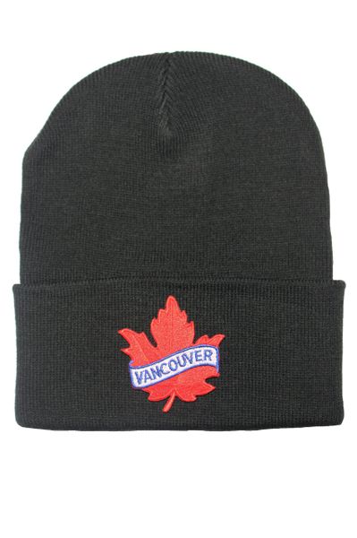 Vancouver Red Maple Leaf Patch Toque HAT .Colors Available : Black, Red, Blue, Pink.New