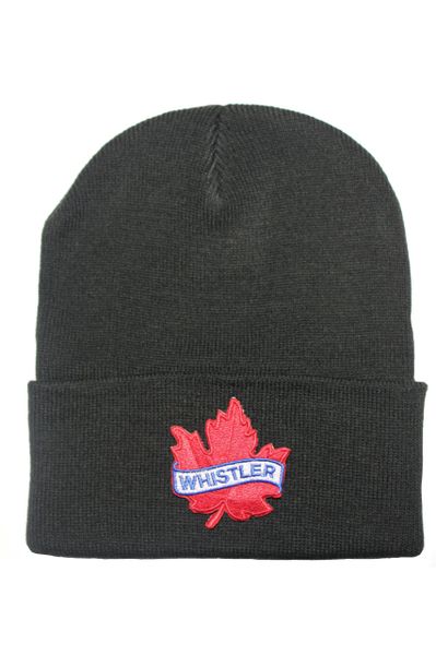 WHISTLER Red Maple Leaf Patch BRIM Toque HAT .Colors Available : Black, Red, Blue, Pink.New