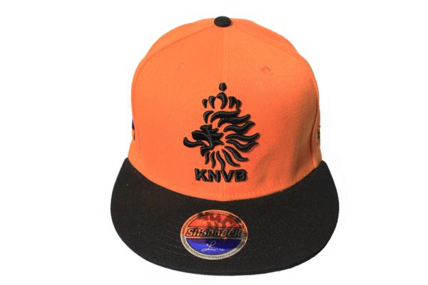 NETHERLANDS Country Flag , KNVB Logo SNAPBACK Embroidered HIP HOP Hat Cap ..Logo' Colors : Black , Orange