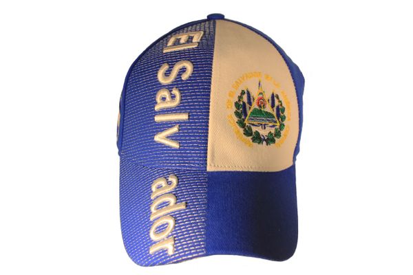 EL SALVADOR BLUE WHITE COUNTRY FLAG , EMBOSSED HAT CAP .. NEW