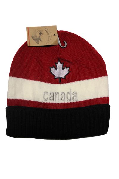 CANADA MAPLE LEAF , RED With White Stripe TOQUE HAT