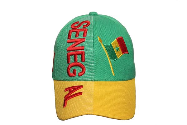 SENEGAL Green Yellow Country Flag Embossed HAT CAP