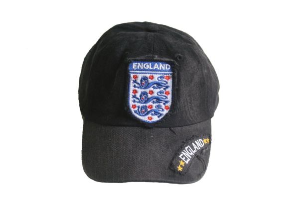 ENGLAND BLACK ACID - WASHED FIFA SOCCER WORLD CUP EMBOSSED HAT CAP .. NEW