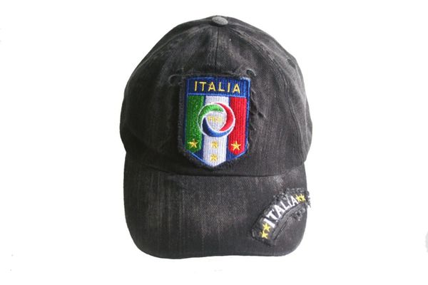 ITALIA BLACK ACID - WASHED FIGC LOGO FIFA SOCCER WORLD CUP EMBOSSED HAT CAP .. NEW
