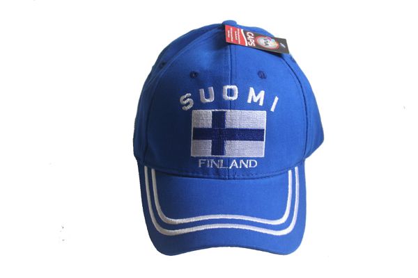 FINLAND SUOMI BLUE COUNTRY FLAG EMBOSSED HAT CAP .. NEW